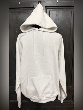 Hanes unisex’s White Hoodie Sweatshirt- size Large